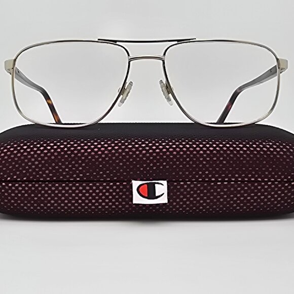Champion CU4019 C03 Matte Gold Tortoise Aviator Eyeglasses Frame w/ Case 59mm - Picture 1 of 15